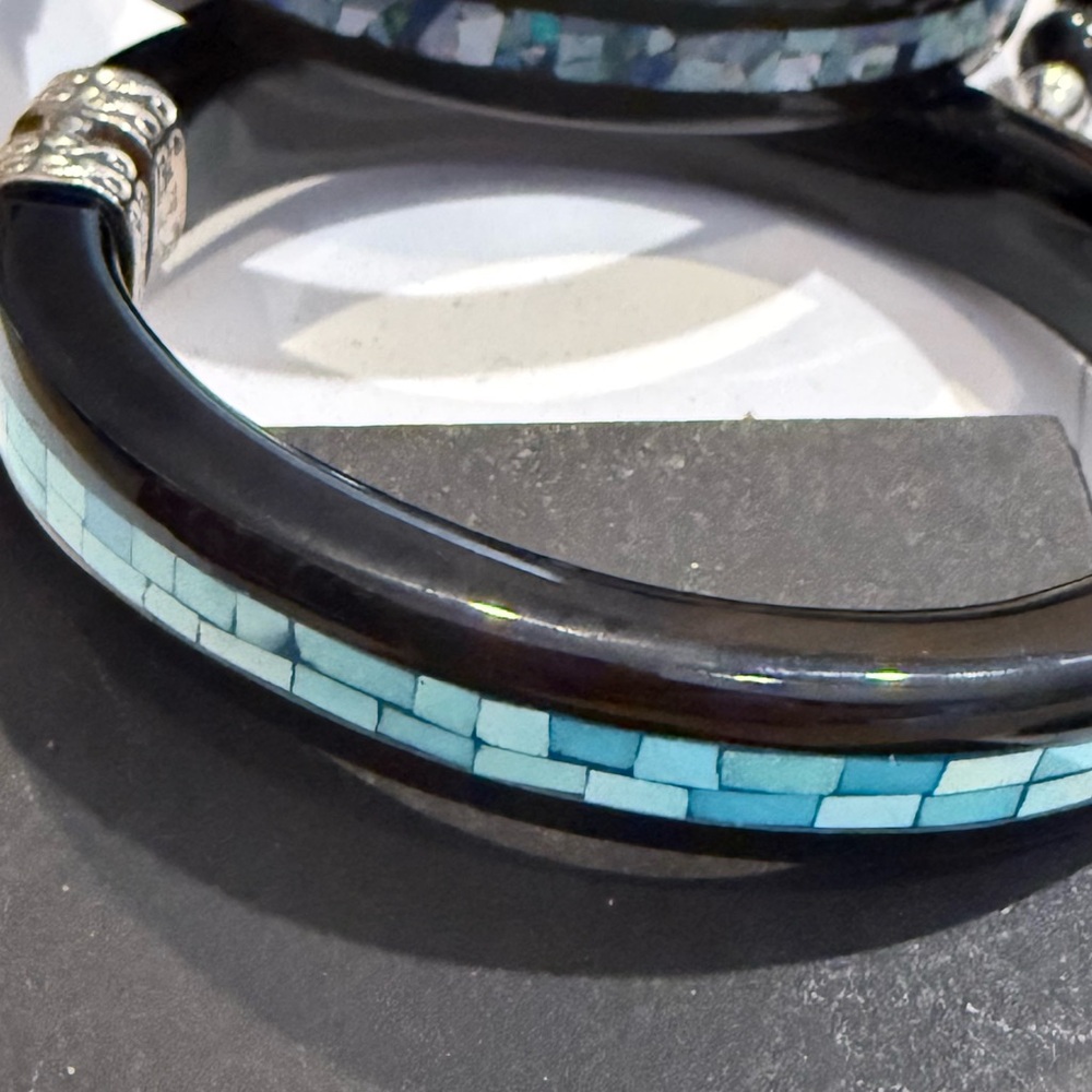 Jay King black Agate Micro Opal necklace bracelet earrings set - Picture 4 of 8